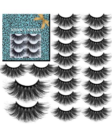 False Eyelashes Fluffy Russian Volume Strip Lashes Cat Eye Thick Curled Dramatic Faux Mink Lashes 10 Pairs Pack (Queen Lashes A02)