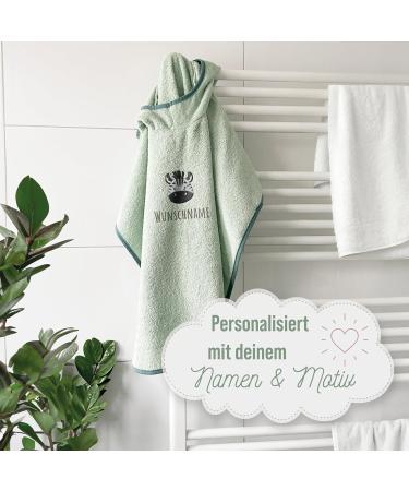Personalized My Stitchery Badeponcho for Kids - Embroidered Hooded Towel in Dark Green | Oeko-Tex Standard 100 Cotton - Buy Online on GoSupps.com