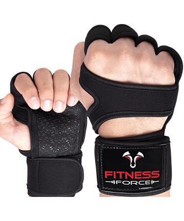Fitness Force Ventilated Gym Gloves for Men with Built-in Wrist Support for Workouts Weightlifting Gloves Workout Gloves for Women Exercise Fitness Gloves Perfect for Powerlifting, Cross Training Large Black