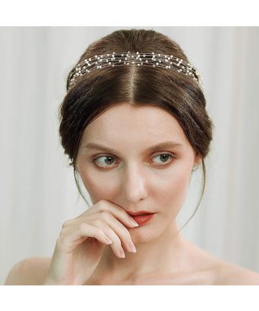 BABEYOND Bridal Pearl Vintage Wedding Headband with Lace Ribbon - White Beads - Buy Online on GoSupps.com