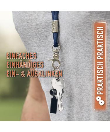 GIZZY Long Key Chain Lanyard & Whistle Strap for Dog Whistles - Adjustable Mobile Phone Neck Strap (Chrome/Blue) - Buy Online on GoSupps.com