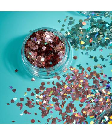 Holographic Glitter Shapes by Moon Glitter 100% Cosmetic Glitter for Face Body Nails Hair and Lips - 3g - Silver - Buy Online on GoSupps.com