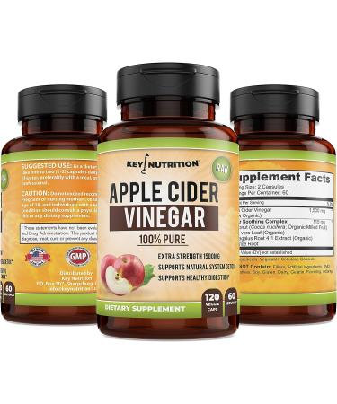 Organic Apple Cider Vinegar 1500mg - Pure & Raw for Healthy Digestion & Detox - 60 Day Supply - Buy Online on GoSupps.com
