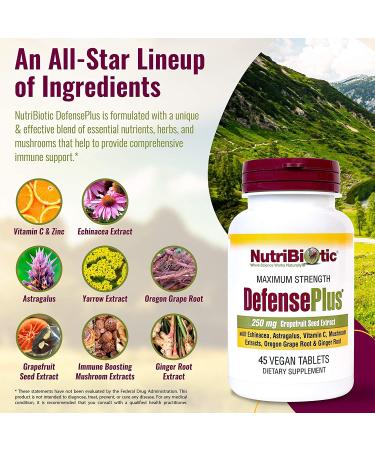 NutriBiotic DefensePlus Maximum Strength 45 Vegan Tablets - Immune Support & Antioxidants - Buy Online on GoSupps.com