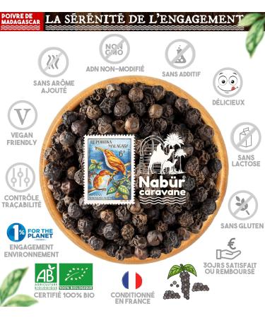 500gr Poivre Noir BIO de Madagascar Haute Qualit Prima+ Poivre en grain Note Florale Bois Fruit de Nab r - Buy Online on GoSupps.com