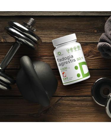 Fadogia Agrestis Extract 1200mg Per Serving, 240 Capsules - Third Party Tested - Ultra Strength 50:1 Extract from Root, Plant Based, Highly Purified and Bioavailable, Gluten Free, Non-GMO - Buy Online on GoSupps.com