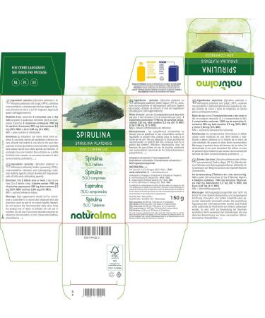 Spirulina (Spirulina platensis or Arthrospira platensis) Thallus (Algae) Naturalma - 150 g - 300 Tablets - Food Supplement - Natural and Vegan - Buy Online on GoSupps.com