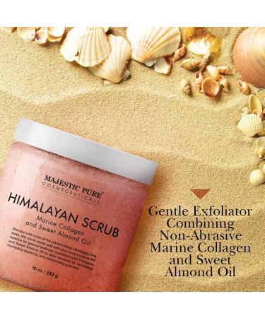 Majestic Pure Himalayan Salt Body Scrub with Collagen & Sweet Almond Oil - Exfoliating & Moisturizing 10 oz - Buy Online on GoSupps.com