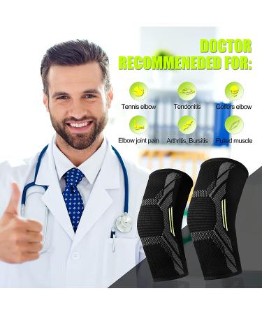 Elbow Compression Sleeve for Men & Women (1 Pair) - Arm Support for Pain Relief, Tendonitis, Tennis & Golfers Elbow, Arthritis - Medium Black - Buy Online on GoSupps.com