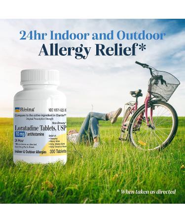 Rising Pharma Allergy Relief - Loratadine 10mg Tablets - 300 Count, Antihistamine Allergy Relief - Buy Online on GoSupps.com