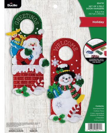 Bucilla  Holiday Christmas Set of 2 Felt Applique Door Hanger Making Kit  Supplies for DIY Needlepoint Arts and Crafts  89471E - Buy Online on GoSupps.com