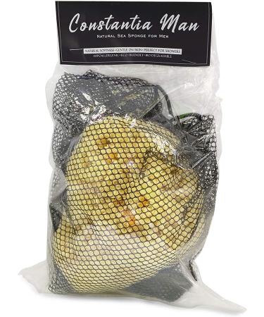 Constantia Man - Extra Large 6-7 Real Sea Sponge for Men | Natural & Gentle Shower Sponge in Mesh Bag | Ideal for Gym, Grooming, Bath | Perfect Gift - Buy Online on GoSupps.com