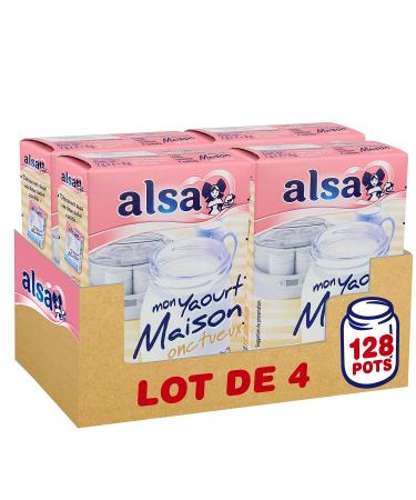 Alsa Preparation My Creamy Homemade Yogurt 128 Pots (Pack of 4 x 32 Jars)