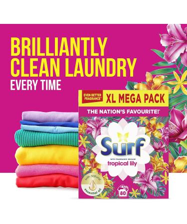 Surf Tropical Lily Laundry Powder 4kg - 80 Washes | Fabric Care for Brilliantly Clean Laundry | Tropical Lily Scent | 4.5kg Pack - Buy Online on GoSupps.com