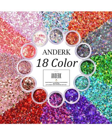 Shop Anderk 18 Boxes Glitter for Face & Body - Chunky Sequin Makeup Glitter for Nails Eyes Lips & Hair - International Shipping Available - Buy Online on GoSupps.com
