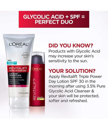 L'Oreal Paris Revitalift Derm Intensives Gel Cleanser - 3.5% Glycolic Acid & Salicylic Acid - 6.7 fl oz - Buy Online on GoSupps.com