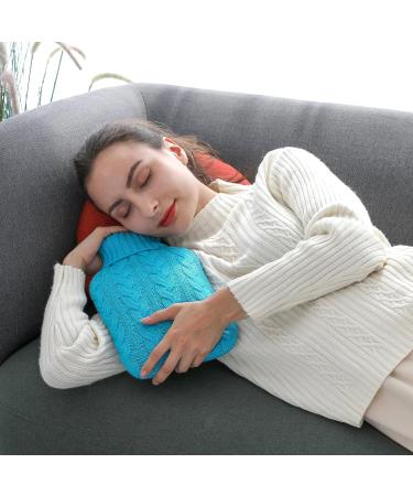 Samply 2L Hot Water Bottle with Knitted Cover - Hot/Cold Compress for Pain Relief - Cobalt Blue/Sapphire Blue - Buy Online on GoSupps.com