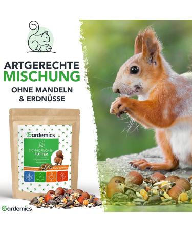 Gardemics Squirrel Feed with Hazelnuts 2kg - Species-Appropriate Year-Round Food for Squirrels & Chipmunks - No Peanuts - Buy Online on GoSupps.com