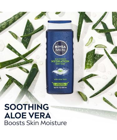 NIVEA MEN Maximum Hydration Body Wash 3 Pack - Aloe Vera for Dry Skin - 16.9 Fl Oz Bottles - Buy Online on GoSupps.com