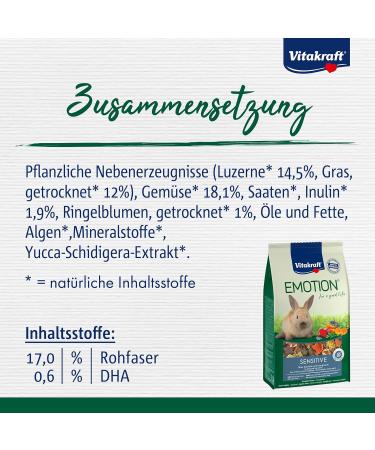 Vita Power Emotion Sensitive Rabbit Feed with Vegetables & Grasses - Low Energy No Added Sugar (5x600g) - International Shipping Available - Buy Online on GoSupps.com