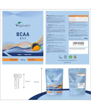 Vegavero BCAA Powder 400 g 56 servings Ratio 211 Vegan Mango flavor - Buy Online on GoSupps.com