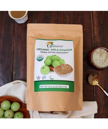Organic Amla Powder (Amalaki/Indian Gooseberry) - 35.2 Ounce / 2.2 lb - Rich in Vitamin C USDA Organic Lab Tested for Purity Rich in ORAC value 2.2 Pound (Pack of 1) - Buy Online on GoSupps.com