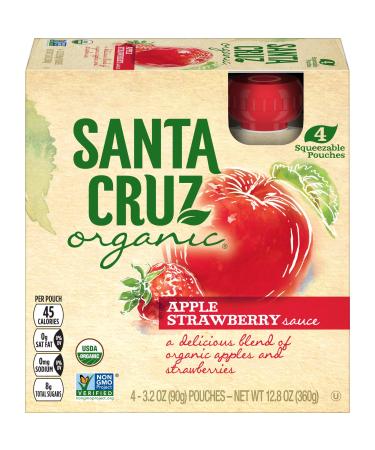 Santa Cruz Organic Apple Strawberry Sauce Pouch 4-3.2 Ounce Pouches (Pack of 6)