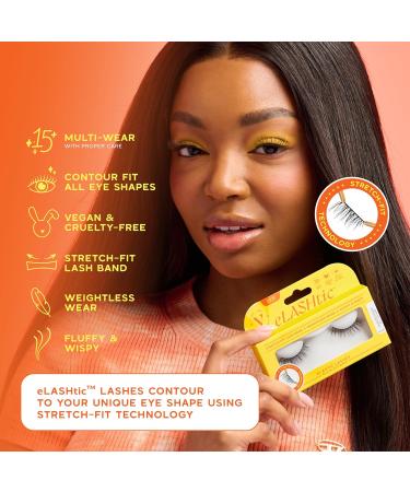 eLASHtic Natural Wispy Full Band Strip Lashes | Flared & Volume Fake Eyelashes | Elastic Lash Band for Comfort | International Shipping Available - Buy Online on GoSupps.com