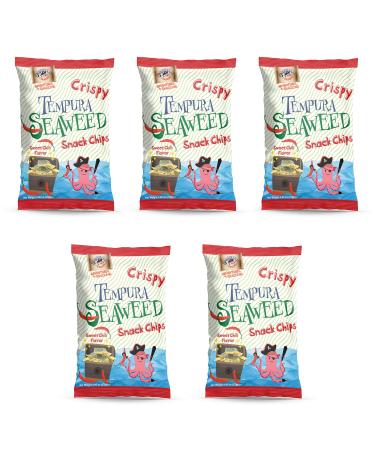 Swashbuckle Snacks Crispy Tempura Seaweed Snack Chips Sweet Chili Flavor 0.95oz (27g) - 5 pack, Made in Japan, Otsumami Seaweed 0.95 Ounce (Pack of 5)