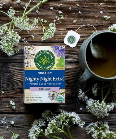 Traditional Medicinals Organic Nighty Night Valerian Relaxation Tea - 16 Tea Bags x 3 Packs - Buy Online on GoSupps.com