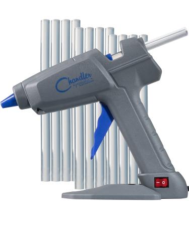 Large Heavy Duty Glue Gun for Construction  DIY & Crafts  Chandler Tool 100W High Temp Large Glue Gun with Stand-Up base & 12 Glue Sticks  Perfect for Home Repair  Arts & Crafts  Gray Grey