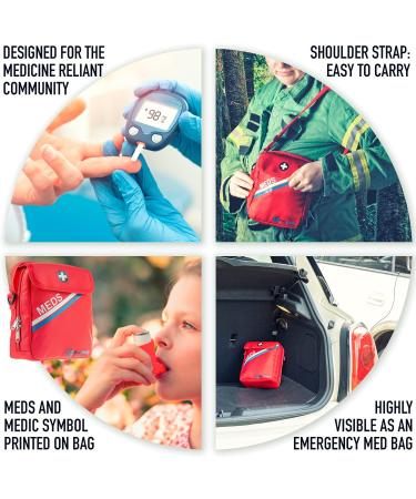 PracMedic Bags Medicine Bag - First Aid & Epipen Carry Case for Diabetic Supplies - Travel Medicine Bag for Allergies & Asthma - T-MEDS Red - Buy Online on GoSupps.com