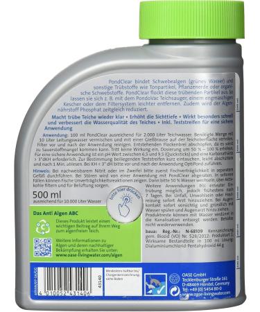 Oase 43140 Aquaactiv PondClear - 500 ml Pond Declarer for Instant Algae Control & Water Clarity - International Shipping Available - Buy Online on GoSupps.com