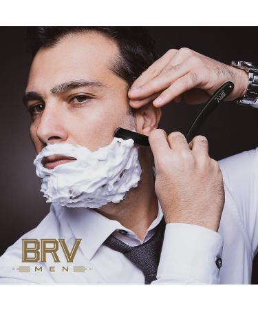 BRV MEN Professional GERMAN Steel Straight Edge Barber Razor with 100 Lord Platinum Single Edge Blades - German Stainless Steel Shavette for Men and Women - Black - Buy Online on GoSupps.com