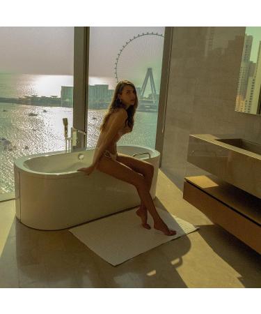 Hotel Luxury Bamboo Viscose-Cotton XL Bath Mat 28X44 - White Oversized Bath Rug - Buy Online on GoSupps.com