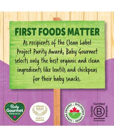 Baby Gourmet Organic Lentil & Chickpea Rusks - Blueberry Spinach Acai - No Artificial Flavours Gluten-Free Dairy-Free Corn & Rice Free BPA-Free Packaging - 40g 4 Pack - Buy Online on GoSupps.com