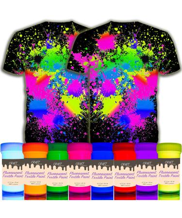 individuall Craft Textile & Fabric UV Paint - Set of 8 Fabric Neon Black Light Paints - Fluorescent Clothing Colors   Vibrant Glowing Paints - 8 x 20 ml / 0.7 fl oz - Buy Online on GoSupps.com