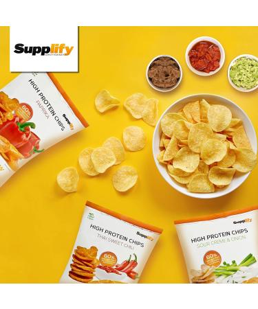 Supplify Vegan Protein Chips - Healthy Snack for Weight Loss & Muscle Building (12 x 50g Mix Box) - Buy Online on GoSupps.com