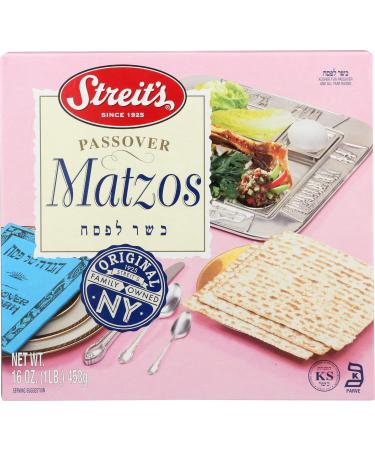 Streit's Matzo, Kosher for Passover Matzoh Crackers, Airy, Crispy Crackers, 1 Pound (1 Pound) 1 Pound (Pack of 1)