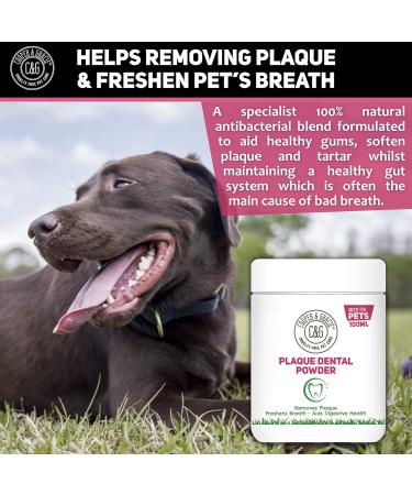 C&G Pets | Plaque Dental Powder 100ML | Plant Based Antibacterial Dog Mouthwash Plaque Off | Natural Ingredients Dog Plaque Remover | Ideal for Dog Dental Care Plaque Off Dogs Plaque Off - Buy Online on GoSupps.com