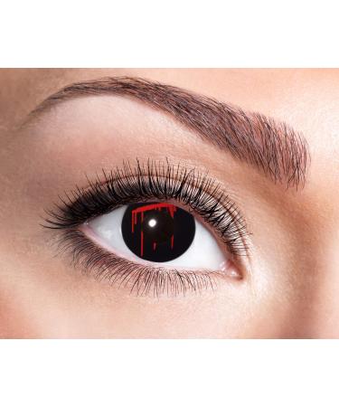 Eyecatcher 84078841-934 - Colored contact lenses 1 pair for 12 months black carnival Mardi Gras Halloween Black Slash
