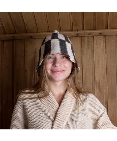 ASKOLD Wool Sauna Hat - Embroidered Cells - Gray/White | Premium Quality Sauna Accessories - Buy Online on GoSupps.com
