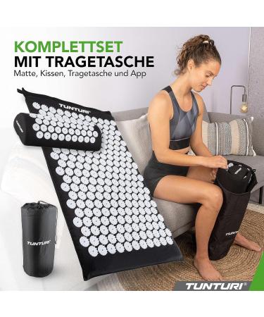 Tunturi Acupressure Mat with Pillow - 2-in-1 Acupuncture & Sting Mat for Full Body Relief - Anti-Stress Therapy - 68x42x2cm - Black - Buy Online on GoSupps.com