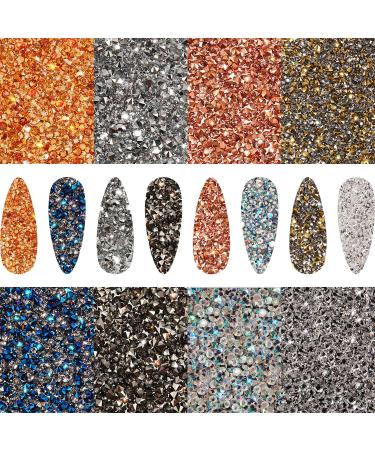 11520 Pieces Ultra Mini Micro Diamond Tiny Diamond Glass Sand Micro Rhinestones Crystal  0.047 to 0.051 Inch for Nail Design Makeup Phone Hair Clips DIY Craft (Multi Color)