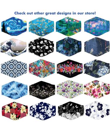 Van Gogh & Claude Monet Design 5PK Cotton Face Masks with Filter Pocket and Nose Wire - Small/Medium Size - Buy Online on GoSupps.com