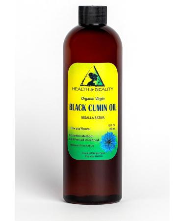 Black Seed Oil/Cumin Oil Unrefined Organic Virgin Raw Cold Pressed Premium Fresh Pure 12 oz 355 ml - Buy Online on GoSupps.com