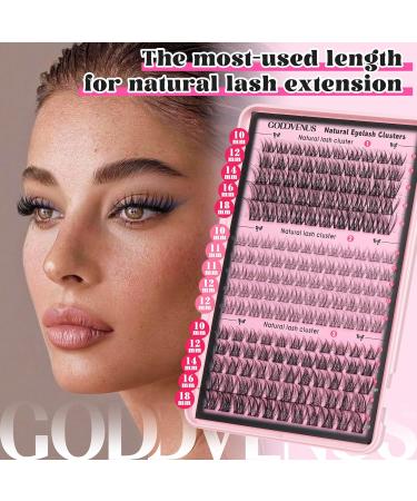 Goddvenus Lash Clusters Kit - Wispy Individual Eyelash Extensions C Curl Fluffy Waterproof Lashes (165pcs 10-18mm) - DIY Beauty Essentials for Stunning Eyes - Buy Online on GoSupps.com