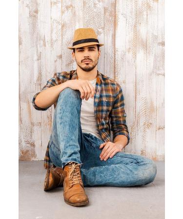 NAVISIMA 1920s Panama Style Fedora Hats for Men, Women, and Kids - Beige Sun Hat with Band - Trilby Summer Beach Hat - Medium - Buy Online on GoSupps.com