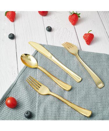 FOCUSLINE 300 Pack 6.8 Disposable Gold Plastic Spoons - Durable Cutlery for Catering, Parties, Weddings - Buy Online on GoSupps.com