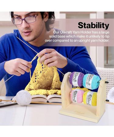 Olikraft Double Revolving Yarn Holder - Horizontal Yarn Spindle Feeder or Dispenser - Craft Supplies for Crochet and Knitting Wood - Buy Online on GoSupps.com